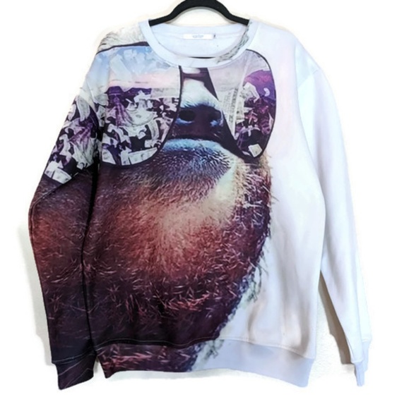 shelfies tops sloth sunglasses and money sweatshirt sz m poshmark